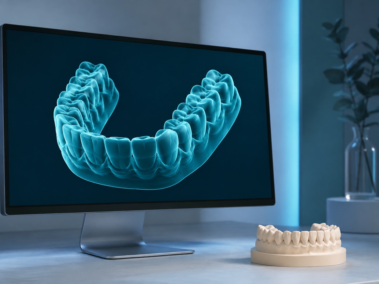 Ilustración de un escaneado dental en un puesto digital